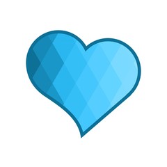 Geomatric hearts love vector icon. Heart icon set vector. Blue low poly style. - Vector