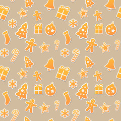Merry Christmas and Happy New Year pattern . Christmas and Happy New Year seamless background. Winter holidays symbols and icons.