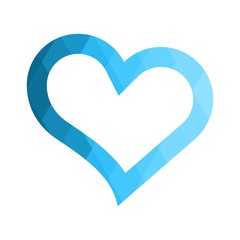 Geomatric hearts love vector icon. Heart icon set vector. Blue low poly style. - Vector