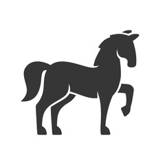 Horse Black Silhouette Icon on White Background. Vector