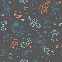 No drill light filtering roller blinds Cosmos Space Seamless Pattern
