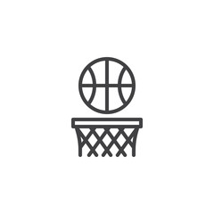 Basket ball outline icon. linear style sign for mobile concept and web design. Basketball Ball and Hoop simple line vector icon. Symbol, logo illustration. Pixel perfect vector graphics