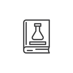 Chemistry book outline icon. linear style sign for mobile concept and web design. Book with chemical flask simple line vector icon. Science symbol, logo illustration. Pixel perfect vector graphics