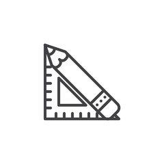 Graphic tool outline icon. linear style sign for mobile concept and web design. Triangle ruler and pencil simple line vector icon. Set square symbol, logo illustration. Pixel perfect vector graphics