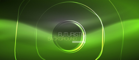 Black and glowing color lines neon design, magin techno template background