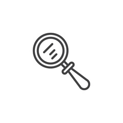 Magnifying glass outline icon. linear style sign for mobile concept and web design. Magnifier simple line vector icon. Zoom symbol, logo illustration. Pixel perfect vector graphics