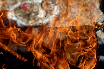 Flames Barbacue at the begining
