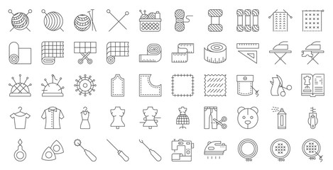 Sewing, handcraft and fashion design related icon. editable line