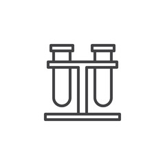 Test tubes holder outline icon. linear style sign for mobile concept and web design. Laboratory glassware simple line vector icon. Symbol, logo illustration. Pixel perfect vector graphics