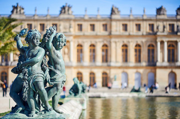 Bronze sculpture in the garden of Versailles Palace