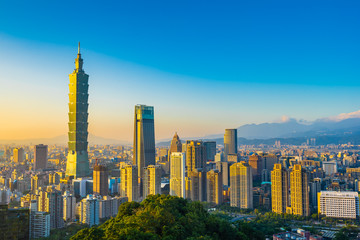 Beautiful landscape and cityscape of taipei 101 building and architecture in the city