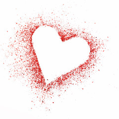 Heart as symbol of love. A border from glitter particles isolated on white