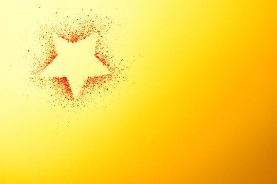 Glitter star border on yellow gradient background