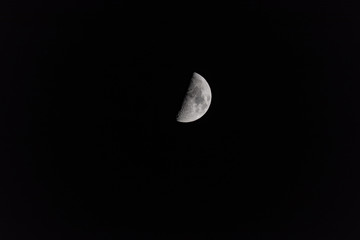 half-moon Crescent on a black sky in december 16 2018