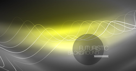 Neon lines wave background. Abstract composition