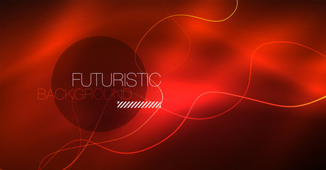 Neon lines wave background. Abstract composition