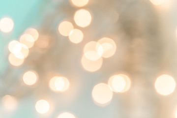 golden and green lights bokeh abstract background - obrazy, fototapety, plakaty