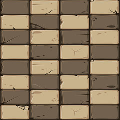 Texture of brown stone tiles, seamless background stone wall. Vector illustration for user interface of the game element. Color 6 of 10