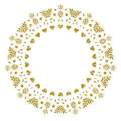 Golden Pineapple. Glitter Frame. Vector