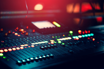 music mixer background with lots of light spots bokeh