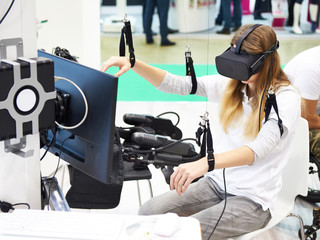 Stand with virtual reality device for rehabilitation