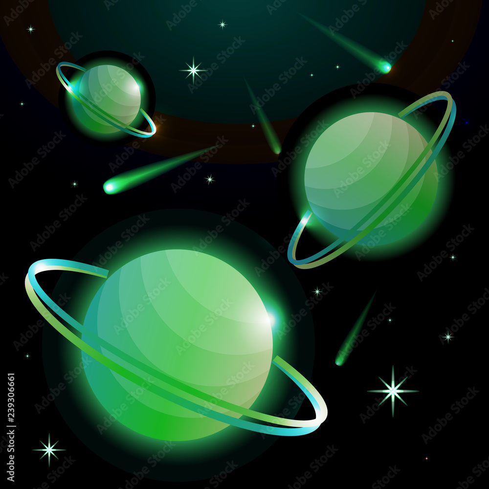 Canvas Prints fantastic space background with planets with ring, stars and comets. astronomy and space, celestial 