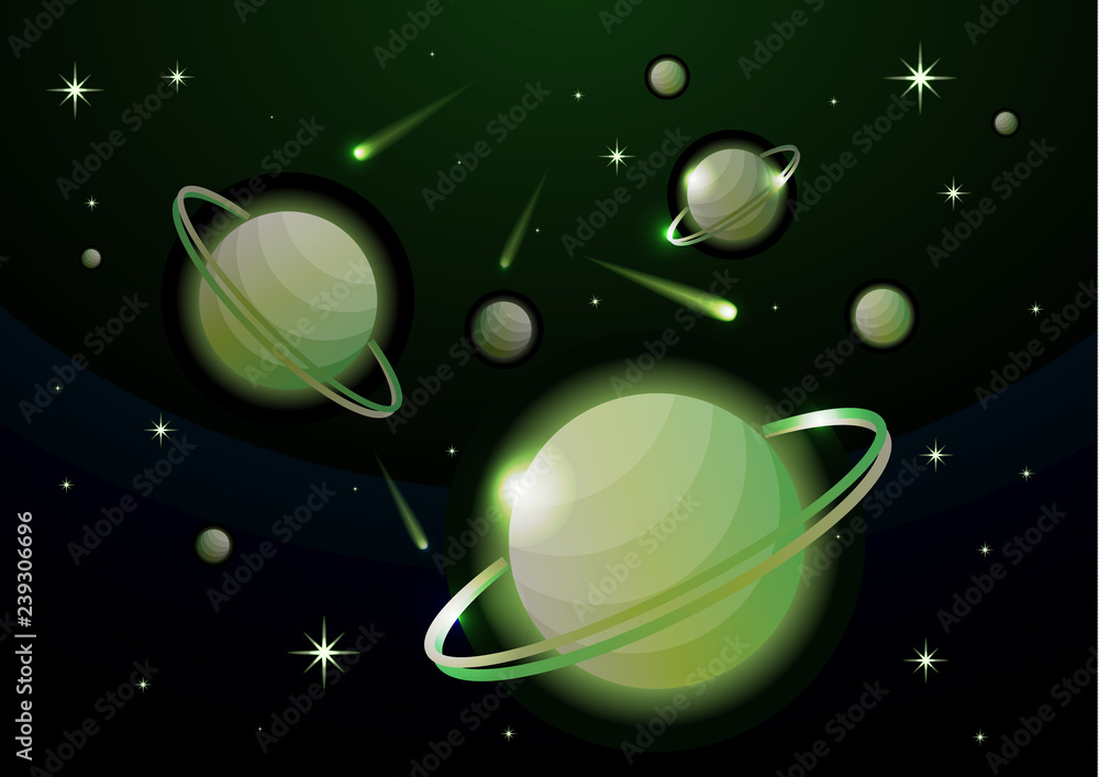 Canvas Prints fantastic space background with planets with ring, stars and comets. astronomy and space, celestial 