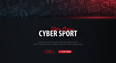 Cyber Sport banner. Esports Gaming. Video Games. Live streaming game match. Vector illustration.