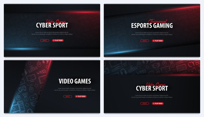 Set of Cyber Sport banners. Esports Gaming. Video Games. Live streaming game match. Vector illustration. - 239307482
