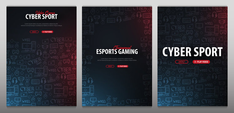 Set of Cyber Sport banners. Esports Gaming. Video Games. Live streaming game match. Vector illustration.