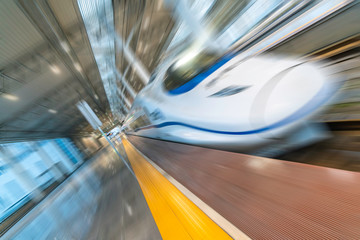high speed train in motion