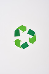 Think about future. Isolated recycle symbol at white background