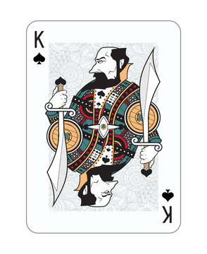 Playing cards in vintage style for poker. Original design, many small details, retro style	
