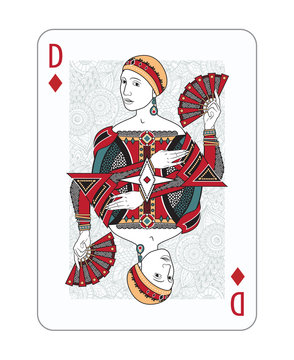 Playing cards in vintage style for poker. Original design, many small details, retro style	