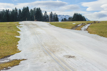 Vereiste Langlaufloipe in in Reit im Winkl