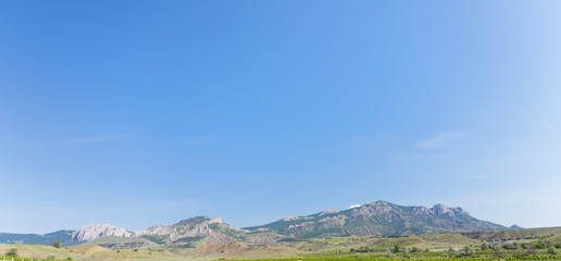 Fototapeta na wymiar clear sky over the Sunny valley / hike around the Crimea panorama of mountain peaks