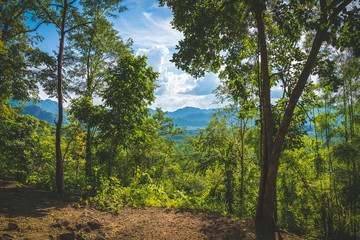 Fototapeta premium blue sky river lake mountain wildlife Kanchanaburi Thailand