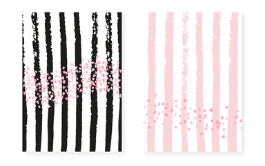 Pink glitter dots with sequins. Wedding and bridal shower invitation cards set with confetti.