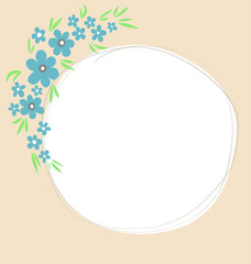 vector blue flowers decorated white circular frame