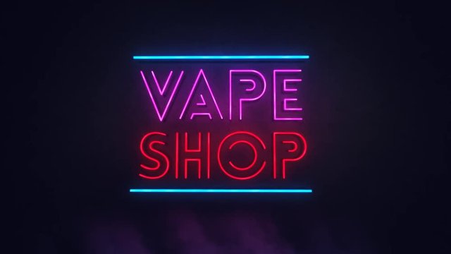 Vape Shop xxx neon sign lights logo text glowing multicolor in Night Club Bar Blinking Neon Sign Style. Motion Animation. Video available in HD render footage