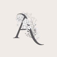 Vector Blooming Floral Initial A Monogram and Logo