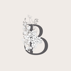 Vector Blooming Floral Initial B Monogram and Logo