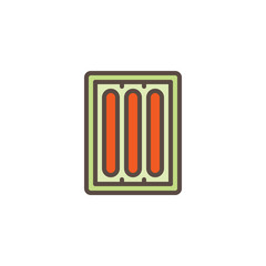 Sausage tray filled outline icon, line vector sign, linear colorful pictogram isolated on white. Sausage package symbol, logo illustration. Pixel perfect vector graphics