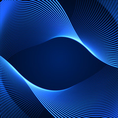 Abstract background with a colorful dynamic wave. Glowing lines on dark background.