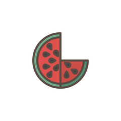 Healthy food filled outline icon, line vector sign, linear colorful pictogram isolated on white. Watermelon fruit symbol, logo illustration. Pixel perfect vector graphics