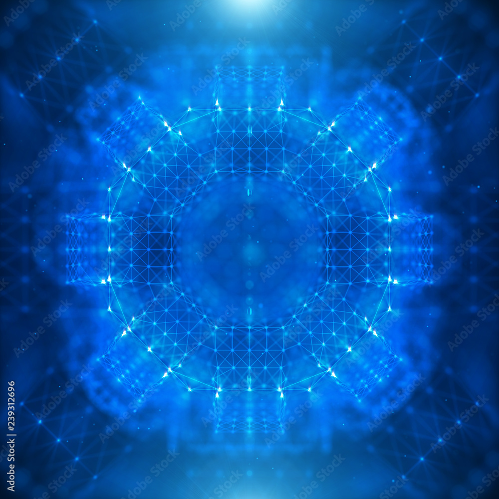 Poster abstrract geometric figure with multiple connections. futuristic virtual technology background.