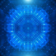 Abstrract geometric figure with multiple connections. Futuristic virtual technology background.