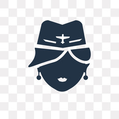 Stewardress Head vector icon isolated on transparent background, Stewardress Head  transparency concept can be used web and mobile