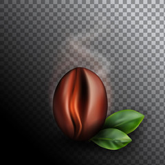 Vector Illustration of Freshly Roasted Coffee Bean with Smoke
