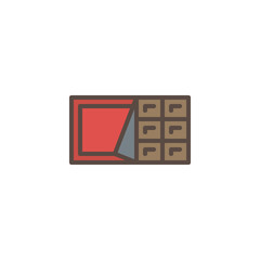 Open foil chocolate filled outline icon, line vector sign, linear colorful pictogram isolated on white. Chocolate bar symbol, logo illustration. Pixel perfect vector graphics